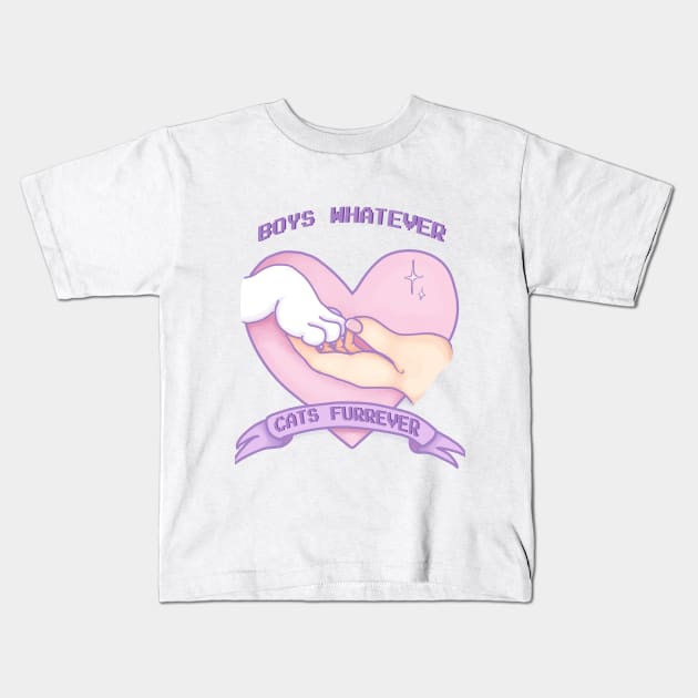 Boys whatever, cats forever Kids T-Shirt by Pastel Magic